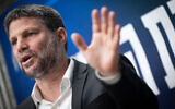 Finance Minister Bezalel Smotrich leads a Religious Zionism party faction meeting at the Knesset in Jerusalem, February 12, 2024. (Yonatan Sindel/Flash90)