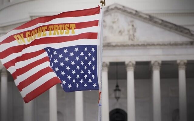 In 'God and Country,' a documentary produced by Rob Reiner, footage from real events showcases the signs and symbols of growing Christian nationalism in the United States. (Screenshot)