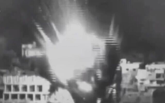 An IDF airstrike in Lebanon on February 8, 2024. (Screen capture/X)