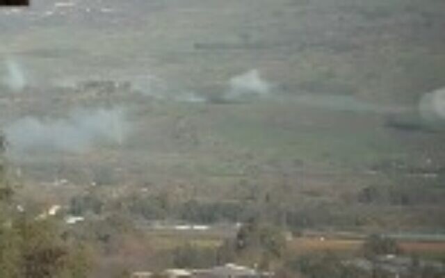Footage of rocket fire from Lebanon landing near Kibbutz Snir on February 8, 2024. (Screen capture/X) Footage of rocket fire from Lebanon landing near Kibbutz Snir on February 8, 2024. (Screen capture/X)