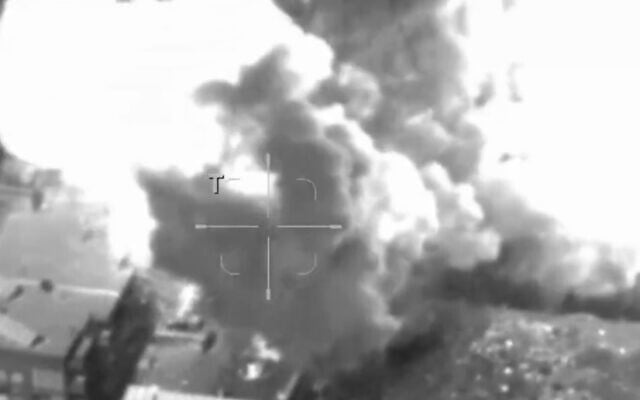 IDF footage of a strike on a rocket launcher in southern Lebanon on February 28, 2024. (Screen capture/X) IDF footage of a strike on a rocket launcher in southern Lebanon on February 28, 2024. (Screen capture/X)