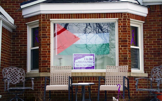 A Palestinian flag is displayed at a home in Dearborn, Michigan, on February 15, 2024. (Bastien INZAURRALDE / AFP) A Palestinian flag is displayed at a home in Dearborn, Michigan, on February 15, 2024. (Bastien INZAURRALDE / AFP)