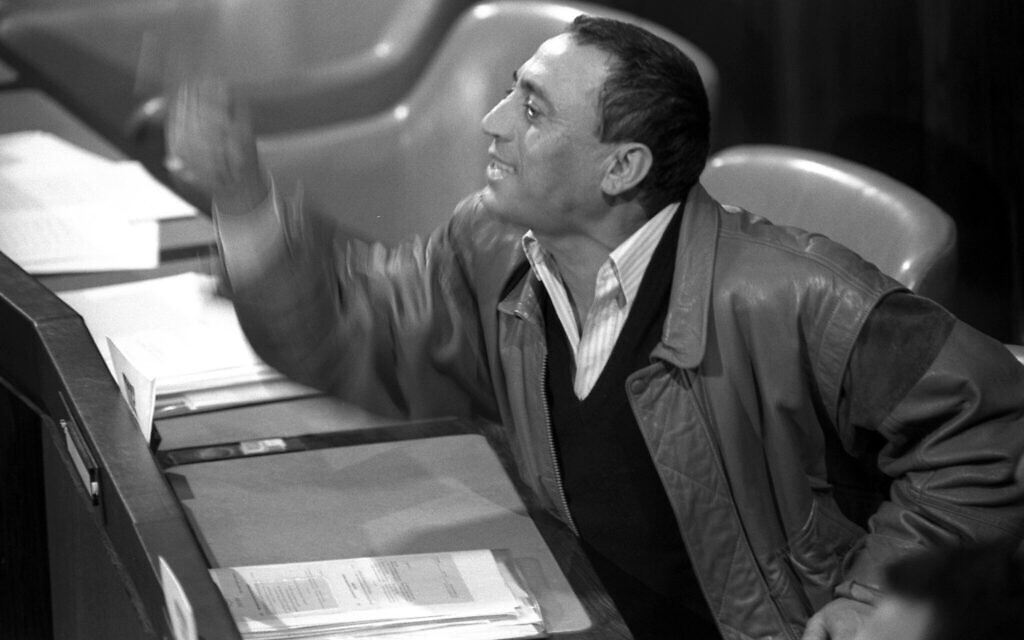 Israeli Black Panthers founder Charlie Biton as a Knesset member for the mostly Arab left-wing Hadash Party on December 22, 1988. (Ayalon Maggi/GPO) Israeli Black Panthers founder Charlie Biton as a Knesset member for the mostly Arab left-wing Hadash Party on December 22, 1988. (Ayalon Maggi/GPO)