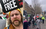 Comedian Paul Currie at a pro-Palestine demonstration in London, February 10, 2024. (Screenshot/Instagram; Used in accordance with Clause 27a of the Copyright Law)