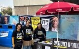 Families of hostages set up booths next to polling stations during local elections on February 27, 2024, reminding voters to 'Choose the hostages' (Courtesy Hostages and Missing Families Forum)