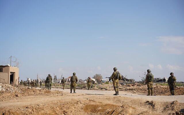 Troops operate in Gaza, in a handout image cleared for publication by the IDF on February 18, 2024. (Israel Defense Forces)