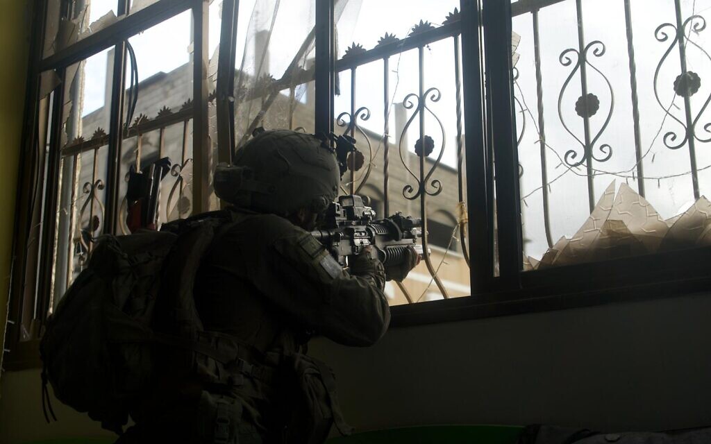 Troops operating in the Gaza Strip in an undated photo released February 20, 2024 (Israel Defense Forces)