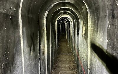 A Hamas tunnel in the central Gaza Strip, in a handout image published by the military on February 26, 2024. (Israel Defense Forces)