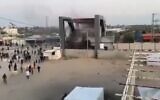 Rioting at the Rafah Crossing in southern Gaza on February 16, 2023 (video screenshot)