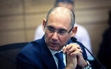 Bank of Israel governor Amir Yaron attends a Finance Committee meeting, in the Knesset in Jerusalem on January 30, 2024 (Yonatan Sindel/Flash90)