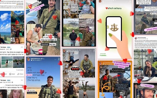 Online matchmaking has become a national pastime for Israelis who want to envision a life beyond war. (Collage by Grace Yagel/ JTA)