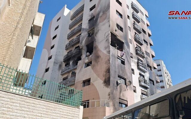 An apartment in Damascus targeted in an alleged Israeli airstrike on February 21, 2024 (SANA)