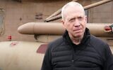 File - Defense Minister Yoav Gallant tours Tel Nof Airbase in central Israel, February 4, 2024. (Defense Ministry)