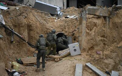 A photo released by the IDF on February 7, 2024 shows a major Hamas tunnel captured by Israeli troops in Khan Younis, southern Gaza (IDF)