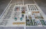 Iranian weapons smuggled into the West Bank captured by Israeli forces, in a handout image published March 25, 2024. (Shin Bet)