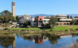 The view of Storke Tower and the University Center at the University of California, Santa Barbara, September 8, 2019. (Coolcaesar via Creative Commons, via JTA)