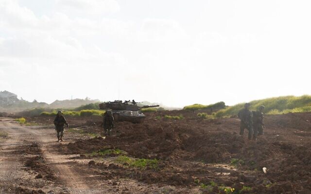 IDF troops operate in the Gaza Strip in a photo released on March 9, 2024 (Israel Defense Forces)