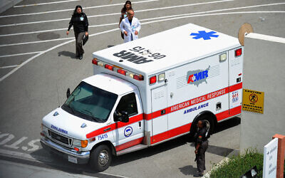 Illustrative: An American Medical Response ambulance in California. (KEVORK DJANSEZIAN / GETTY IMAGES NORTH AMERICA / Getty Images via AFP)