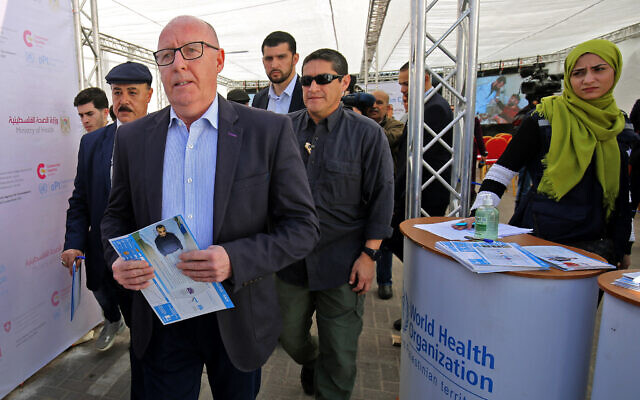 File: Jamie McGoldrick, United Nations Resident Coordinator and Humanitarian Coordinator for the Occupied Palestinian Territory, visits the Nasser Hospital in Khan Yunis in the southern Gaza Strip on March 5, 2020. (Said Khtaib/AFP) File: Jamie McGoldrick, United Nations Resident Coordinator and Humanitarian Coordinator for the Occupied Palestinian Territory, visits the Nasser Hospital in Khan Yunis in the southern Gaza Strip on March 5, 2020. (Said Khtaib/AFP)