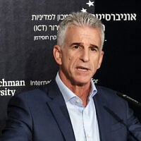 Israel's Mossad Director David Barnea speaks during the International Institute for Counter-Terrorism (ICT) World Summit in the central coastal city of Herzliya on September 10, 2023. (Gil Cohen-Magen/AFP, File)