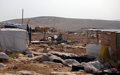 Objects are seen scattered across the West Bank village of Wadi al Seeq more than a week after it was attacked by Israeli settlers, October 24, 2023. (Thomas Coex/ AFP)