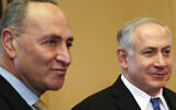 File: Israeli Prime Minister Benjamin Netanyahu, center, meets with Sen. Charles Schumer, D-NY, March 23, 2010, on Capitol Hill in Washington. (AP Photo/Haraz N. Ghanbari)