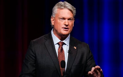 Mike Collins participates in Georgia's 10th Congressional District republican primary election runoff debates on June 6, 2022, in Atlanta. (AP Photo/Brynn Anderson, File)