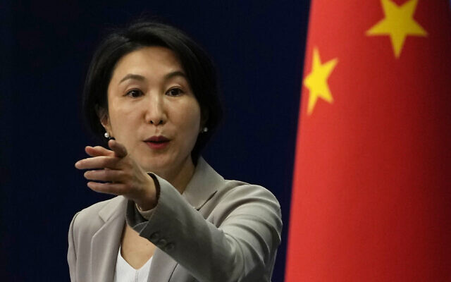 Chinese Foreign Ministry spokesperson Mao Ning gestures during a press conference at the Ministry of Foreign Affairs in Beijing, on July 26, 2023. (AP Photo/Ng Han Guan, File)