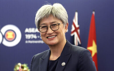Australian Foreign Minister Penny Wong at the ASEAN-Australia Special Summit in Melbourne, Australia, March 5, 2024. (Hamish Blair/AP Photo)