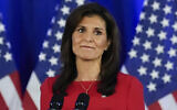 Republican presidential candidate former UN Ambassador Nikki Haley speaks during a news conference, in Charleston, South Carolina, March 6, 2024. (Chris Carlson/AP)