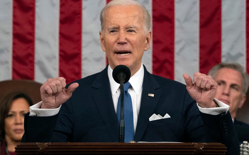 FILE - President Joe Biden delivers the State of the Union address to a joint session of Congress at the U.S. Capitol, Feb. 7, 2023, in Washington.(AP/Jacquelyn Martin, Pool)