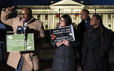 File - Rep. Jamaal Bowman, a New York Democrat, from left, speaks alongside Rep. Rashida Tlaib, a Michigan Democrat, Rep. Jonathan Jackson, an Illinois Democrat, and Rep. Cori Bush, a Missouri Democrat, during a vigil with state legislators and faith leaders currently on hunger strike outside the White House to demand that US President Joe Biden call for a permanent ceasefire in Gaza, on November 29, 2023. (AP Photo/Nathan Howard)