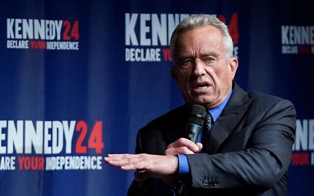 FILE - US presidential candidate Robert F. Kennedy Jr., speaks during a campaign event at the Adrienne Arsht Center for the Performing Arts of Miami-Dade County, October 12, 2023, in Miami. (AP Photo/Wilfredo Lee, File) FILE - US presidential candidate Robert F. Kennedy Jr., speaks during a campaign event at the Adrienne Arsht Center for the Performing Arts of Miami-Dade County, October 12, 2023, in Miami. (AP Photo/Wilfredo Lee, File)