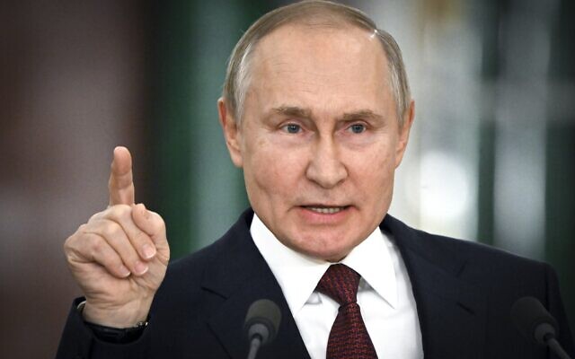 Russian President Vladimir Putin gestures while speaking at a news conference following a meeting of the State Council at the Kremlin in Moscow, Russia on Dec. 22, 2022. (Sergey Guneyev, Sputnik, Kremlin Pool Photo via AP, File) Russian President Vladimir Putin gestures while speaking at a news conference following a meeting of the State Council at the Kremlin in Moscow, Russia on Dec. 22, 2022. (Sergey Guneyev, Sputnik, Kremlin Pool Photo via AP, File)