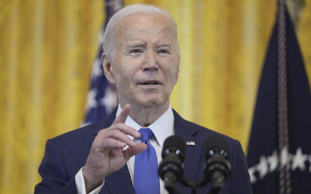 US President Joe Biden speaks during a Women's History Month reception in the East Room of the White House, March 18, 2024, in Washington. (AP Photo/Evan Vucci) US President Joe Biden speaks during a Women's History Month reception in the East Room of the White House, March 18, 2024, in Washington. (AP Photo/Evan Vucci)