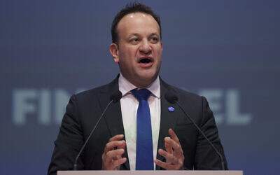 File: Irish Prime Minister Leo Varadkar speaks at the EPP Congress in Bucharest, Romania, Thursday, March 7, 2024. (AP Photo/Andreea Alexandru)