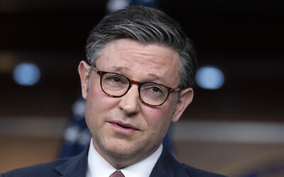 US House Speaker Mike Johnson speaks with reporters at the Capitol in Washington, March 20, 2024. (AP Photo/J. Scott Applewhite)