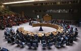 A general view shows a Security Council meeting at United Nations headquarters, March. 22, 2024. (AP Photo/Yuki Iwamura)