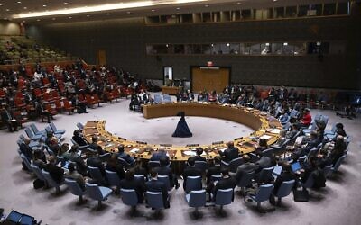A general view shows a Security Council meeting at United Nations headquarters, March. 22, 2024. (AP Photo/Yuki Iwamura) A general view shows a Security Council meeting at United Nations headquarters, March. 22, 2024. (AP Photo/Yuki Iwamura)