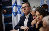 MK Gideon Sa'ar attends a faction meeting of the National Unity Party at the Knesset, July 10, 2023. (Chaim Goldberg/Flash90)