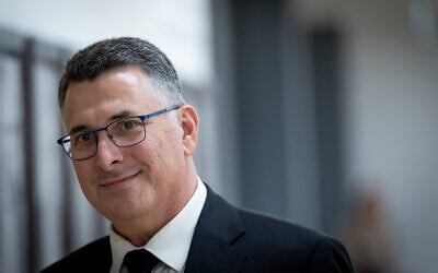 New Hope leader Gideon Sa'ar at the Knesset on March 13, 2024. (Yonatan Sindel/Flash90)