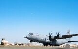 A US Air Force cargo plane heads for an airdrop of aid over Gaza, March 2, 2024. (US Central Command photo)