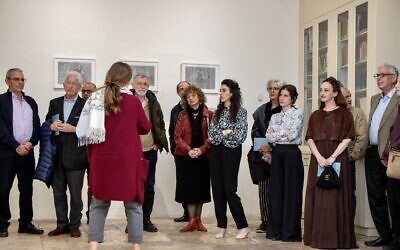 At the opening of the rescheduled 2024 Jerusalem Biennale in March 2024, at the Nahon Museum of Italian Jewish Art (Courtesy)