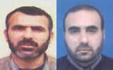 These images released by the IDF on March 26, 2024, show Marwan Issa (left)  the deputy commander of Hamas's military wing, and Ghazi Abu Tama'a, another senior commander in the terror group, killed in an Israeli strike on March 10, 2024. (Israel Defense Forces)