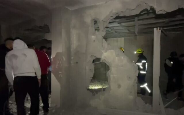 The blown-up home of terrorist Moaz al-Masri in Nablus, March 4, 2024. (screen capture: Telegram)