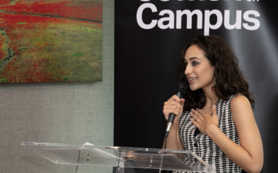 Julia Jassey speaks at a Jewish on Campus event in an undated photo. (Courtesy)