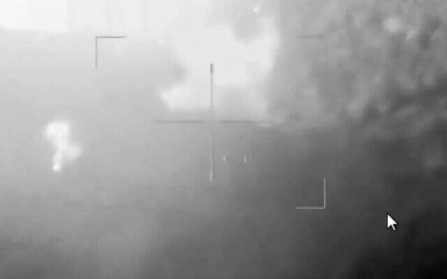 Footage of an IDF airstrike in southern Lebanon on March 8, 2024. (Screen capture/X) Footage of an IDF airstrike in southern Lebanon on March 8, 2024. (Screen capture/X)