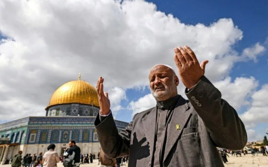 Ali Ziyadne, brother of Youssef and uncle of Hamza who are both still being held hostage by Hamas in Gaza, prays for them at the Temple Mount in the Old City of Jerusalem in March 2024. (AHMAD GHARABLI/AFP) Ali Ziyadne, brother of Youssef and uncle of Hamza who are both still being held hostage by Hamas in Gaza, prays for them at the Temple Mount in the Old City of Jerusalem in March 2024. (AHMAD GHARABLI/AFP)