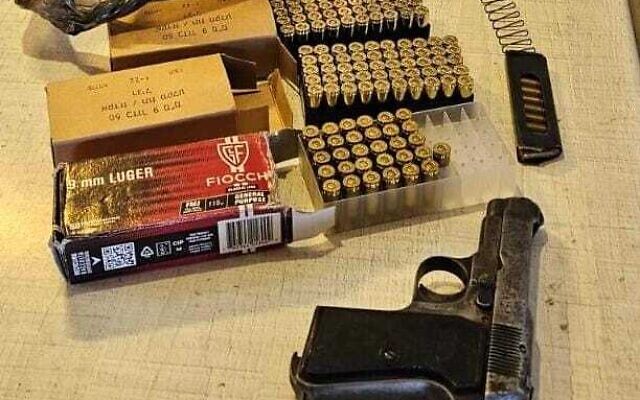 Weapons seized by police in East Jerusalem in a photo released on March 14, 2024. (Israel Police)