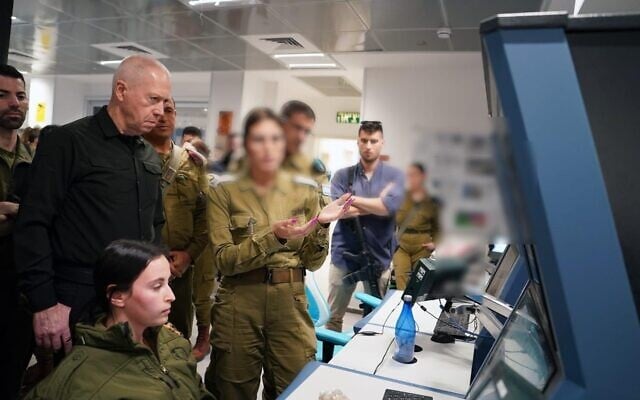 Illustrative: Defense Minister Yoav Gallant meets with surveillance soldiers at an army base, on March 21, 2024. (Ariel Hermoni/Defense Ministry) Illustrative: Defense Minister Yoav Gallant meets with surveillance soldiers at an army base, on March 21, 2024. (Ariel Hermoni/Defense Ministry)